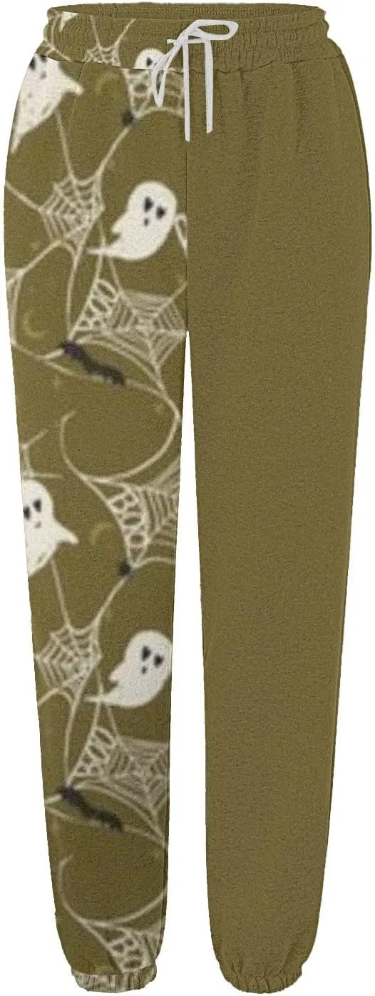 Womens Halloween Sweatpants Trendy Funny Print Drawstring Waist Wide Leg Pants Work Loose Pocket Lounge Joggers