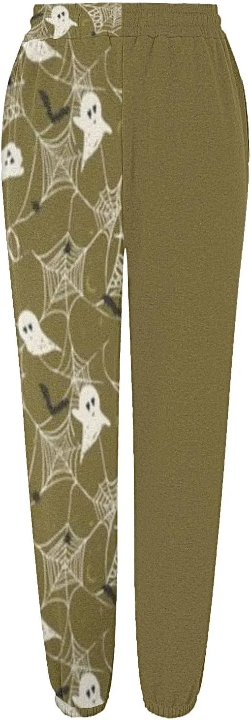 Womens Halloween Sweatpants Trendy Funny Print Drawstring Waist Wide Leg Pants Work Loose Pocket Lounge Joggers