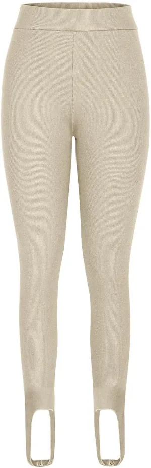 Women's High Waist Knit Yoga Stirrup Leggings Trendy Tummy Control Stretch Gym Trouser Workout Running Tights Pants