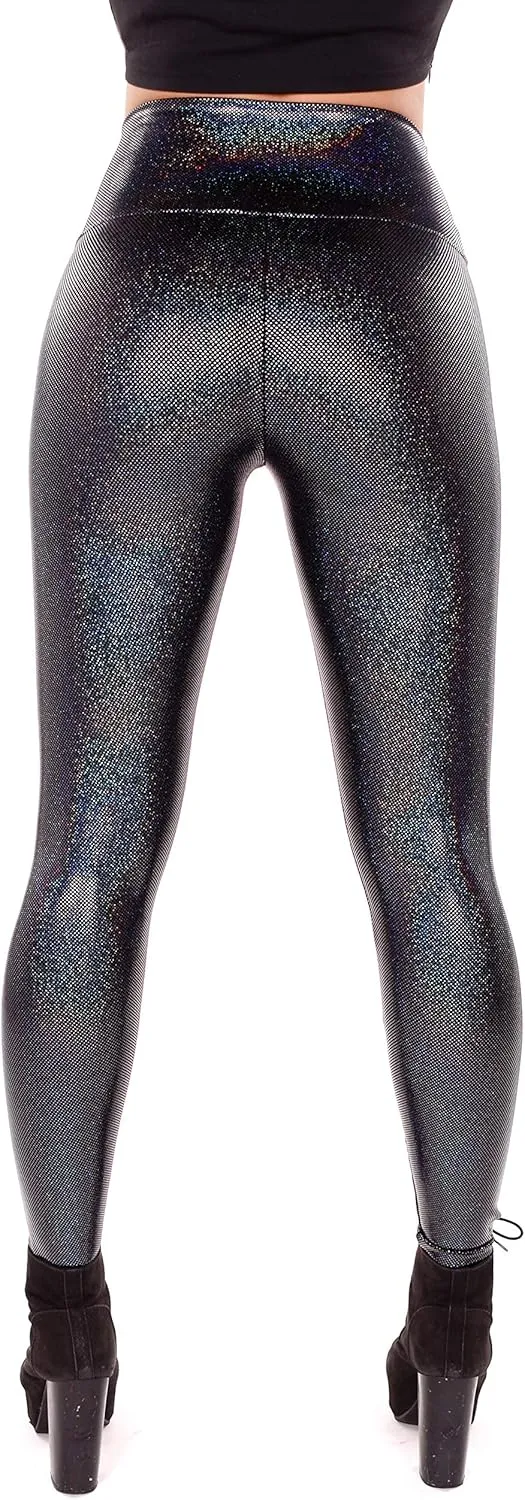 Women's Holographic Leggings: Iridescent Disco Leggings Many Colors! Fun Festival Outfit - Made in The USA