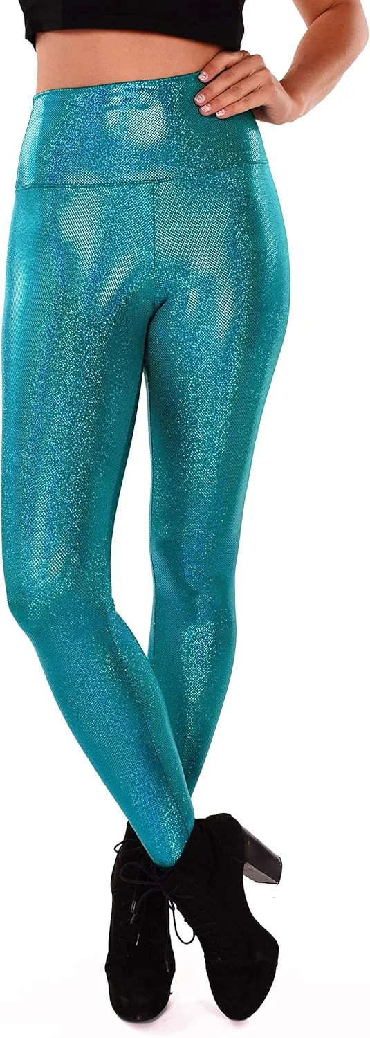 Women's Holographic Leggings: Iridescent Disco Leggings Many Colors! Fun Festival Outfit - Made in The USA