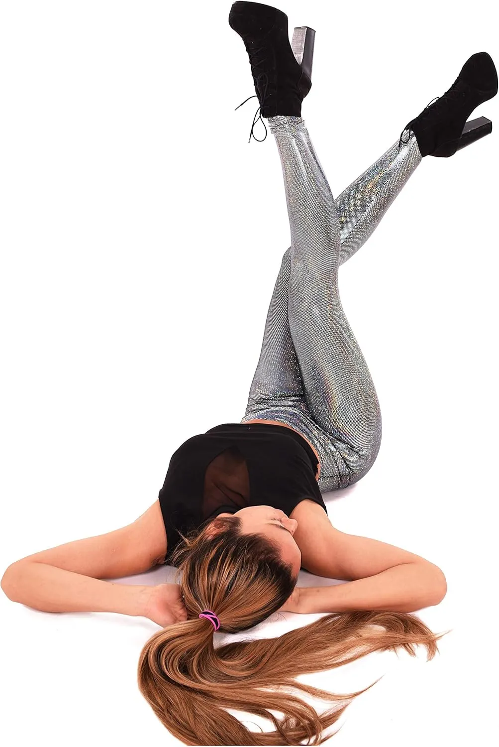 Women's Holographic Leggings: Iridescent Disco Leggings Many Colors! Fun Festival Outfit - Made in The USA