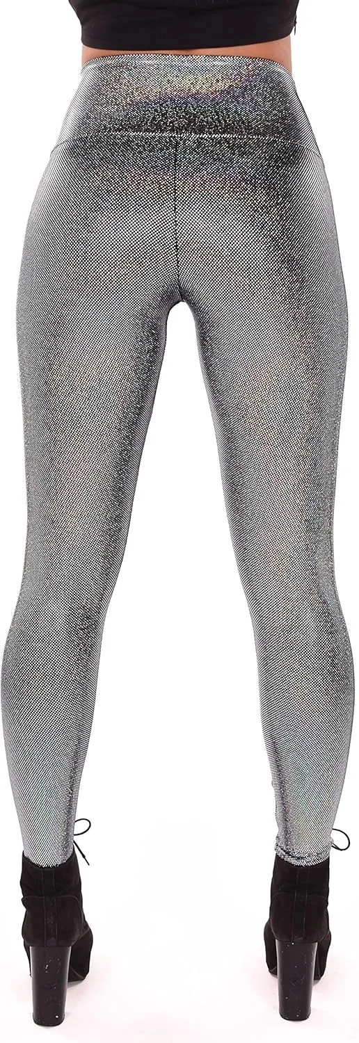 Women's Holographic Leggings: Iridescent Disco Leggings Many Colors! Fun Festival Outfit - Made in The USA