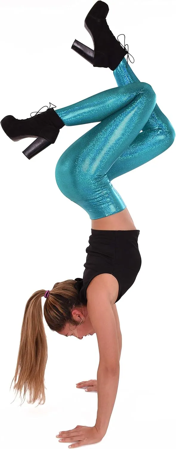Women's Holographic Leggings: Iridescent Disco Leggings Many Colors! Fun Festival Outfit - Made in The USA