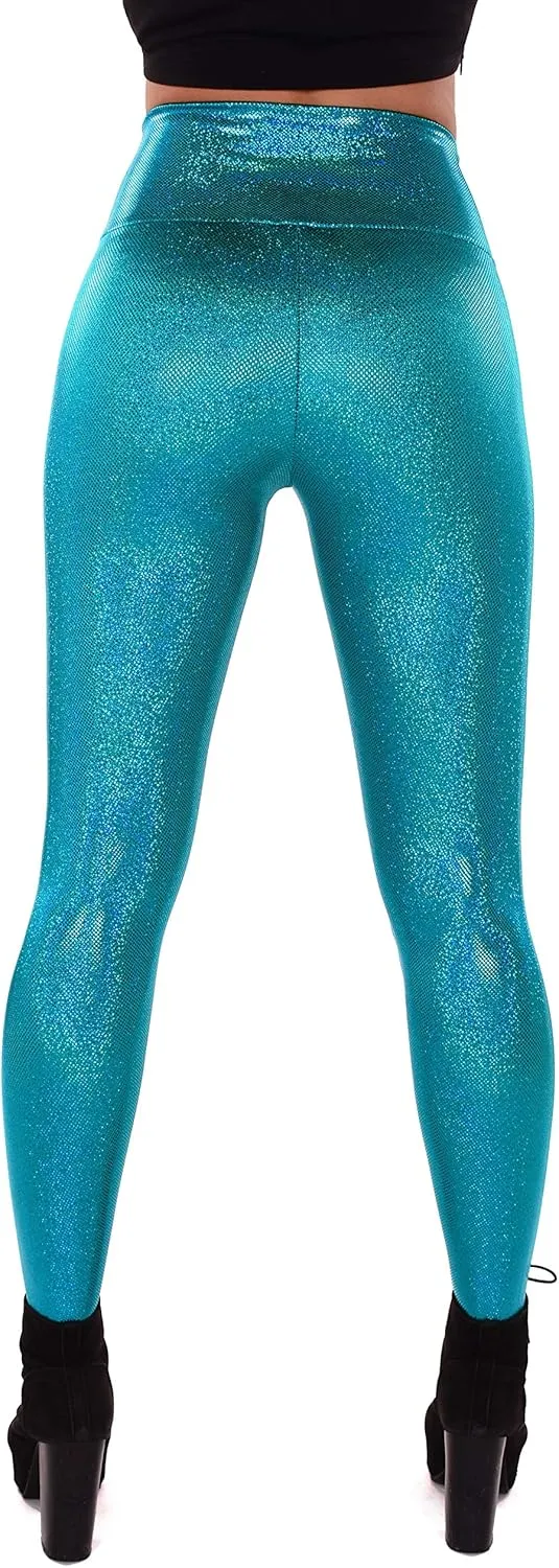 Women's Holographic Leggings: Iridescent Disco Leggings Many Colors! Fun Festival Outfit - Made in The USA