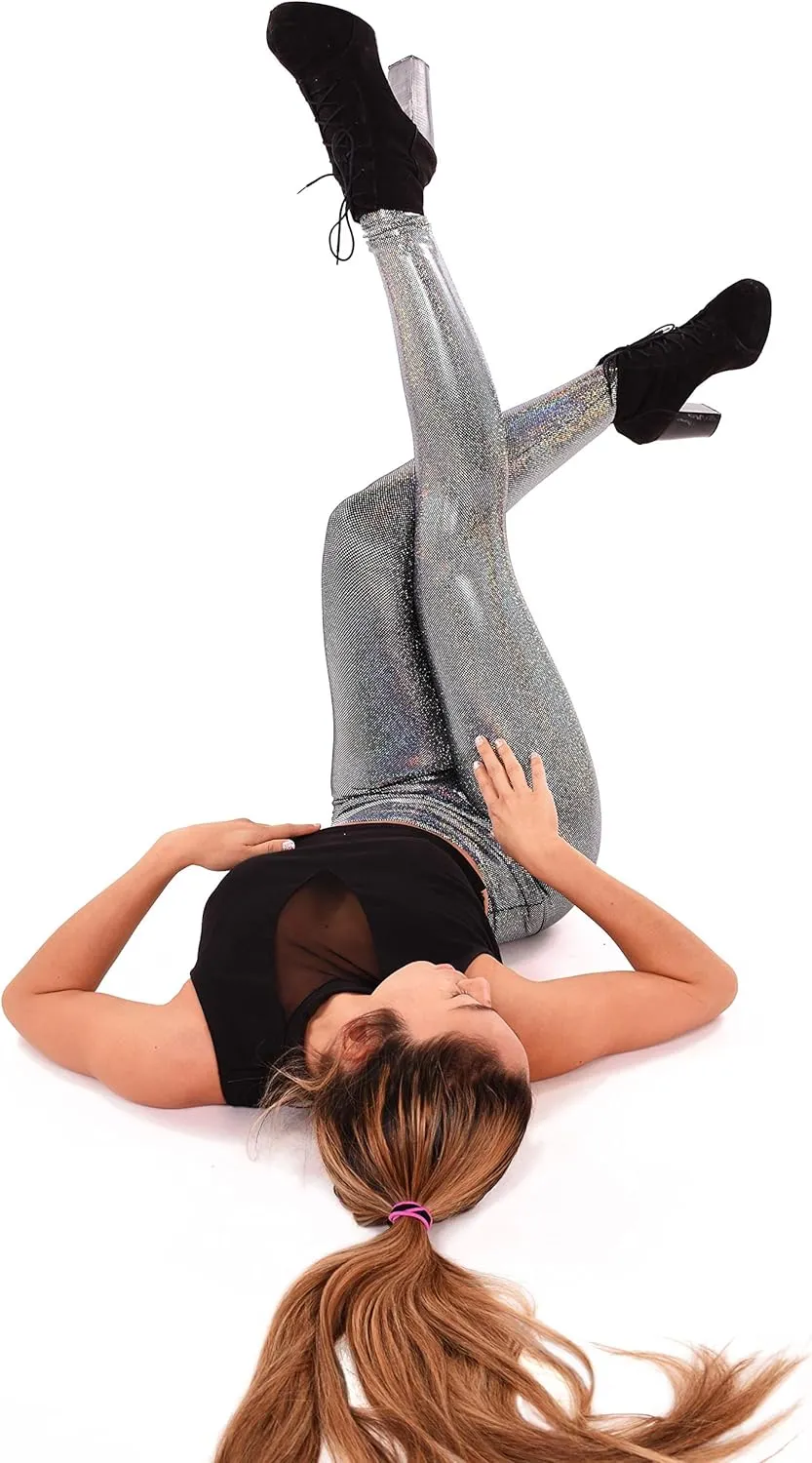 Women's Holographic Leggings: Iridescent Disco Leggings Many Colors! Fun Festival Outfit - Made in The USA