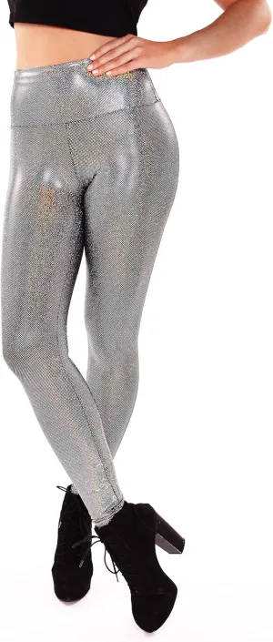 Women's Holographic Leggings: Iridescent Disco Leggings Many Colors! Fun Festival Outfit - Made in The USA