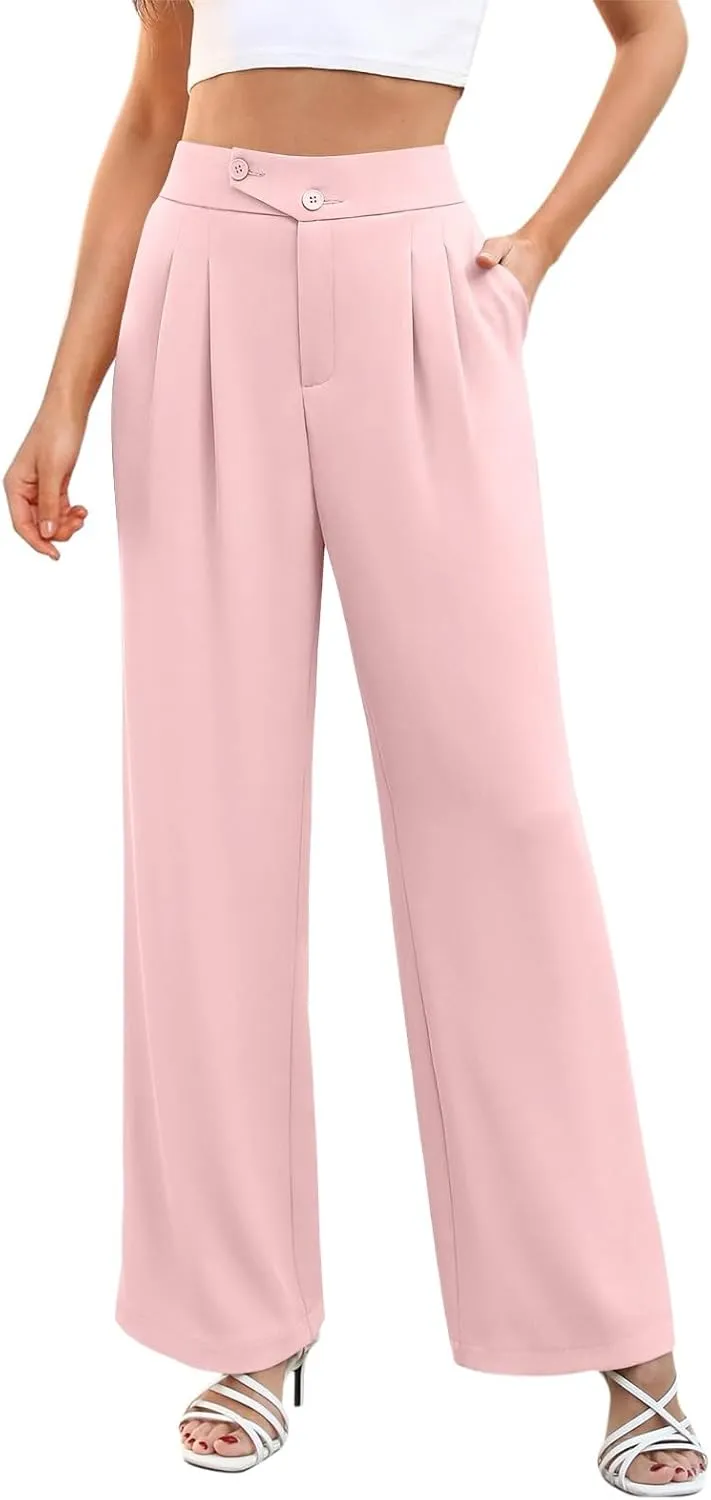 Womens Linen Summer Boho Pant Trousers Elastic Waisted Lounge Pants Plus Size Palazzo Lounge Pants Travel
