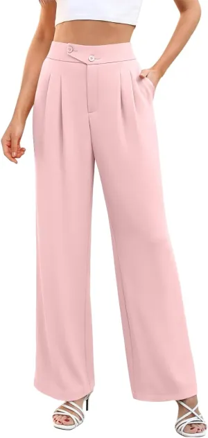 Womens Linen Summer Boho Pant Trousers Elastic Waisted Lounge Pants Plus Size Palazzo Lounge Pants Travel