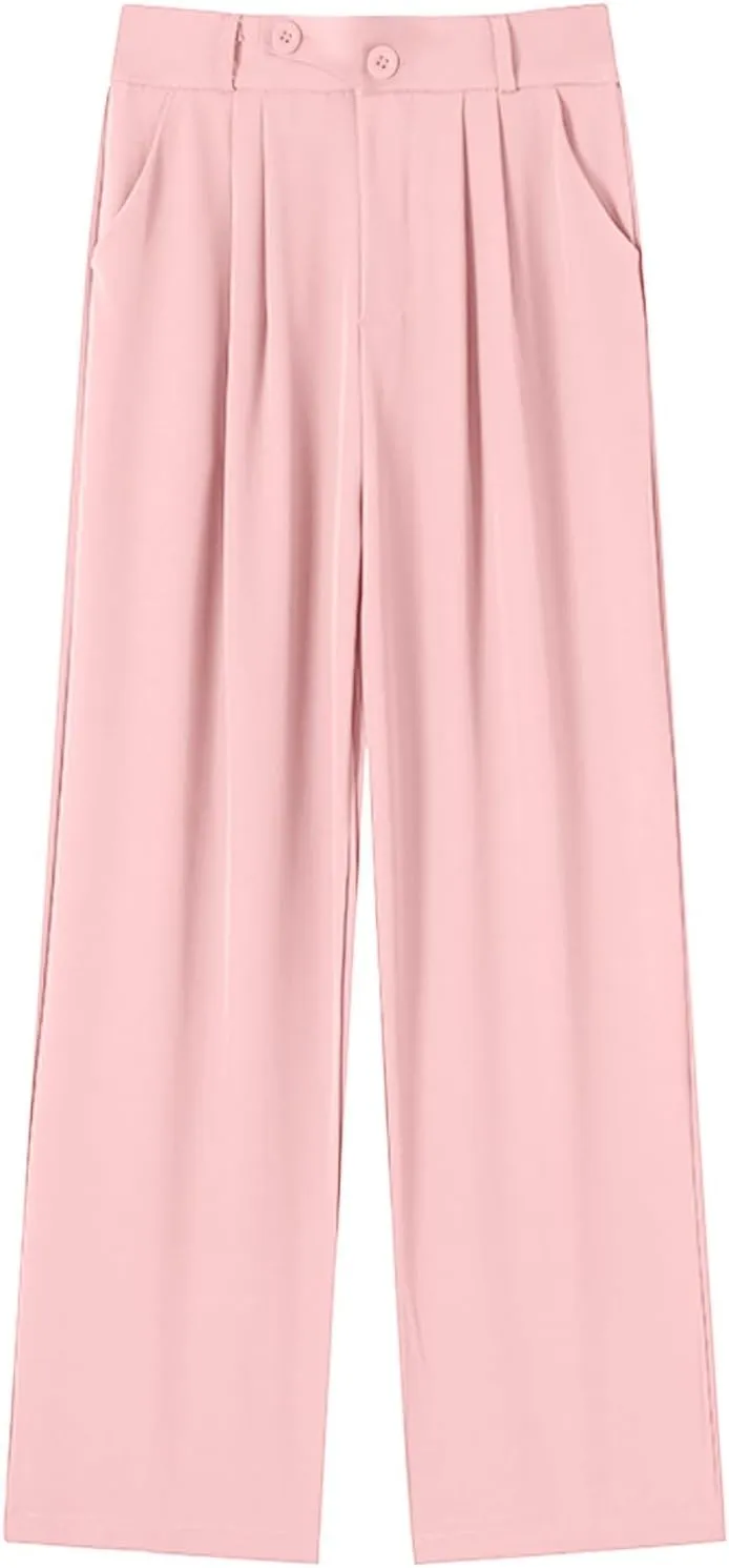 Womens Linen Summer Boho Pant Trousers Elastic Waisted Lounge Pants Plus Size Palazzo Lounge Pants Travel