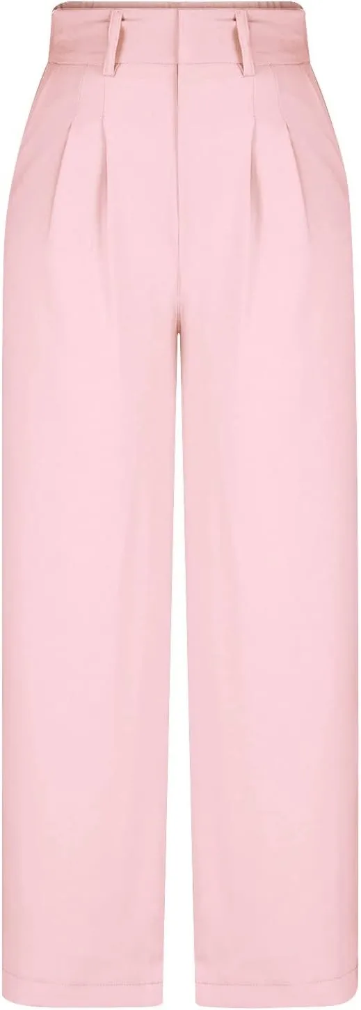 Women's Pants Casual High Waist Trousers Fashion Wide Leg Solid Flared Pants Stretchy Work Pants with Pockets