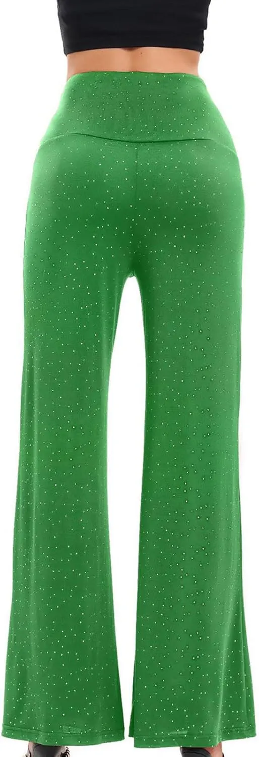 Women's Stretchy Wide Leg Yoga Pants Casual Comfy High Waist Palazzo Lounge Pants Loose Dance Trousers Comfy Slacks