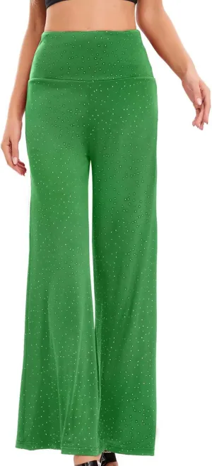 Women's Stretchy Wide Leg Yoga Pants Casual Comfy High Waist Palazzo Lounge Pants Loose Dance Trousers Comfy Slacks