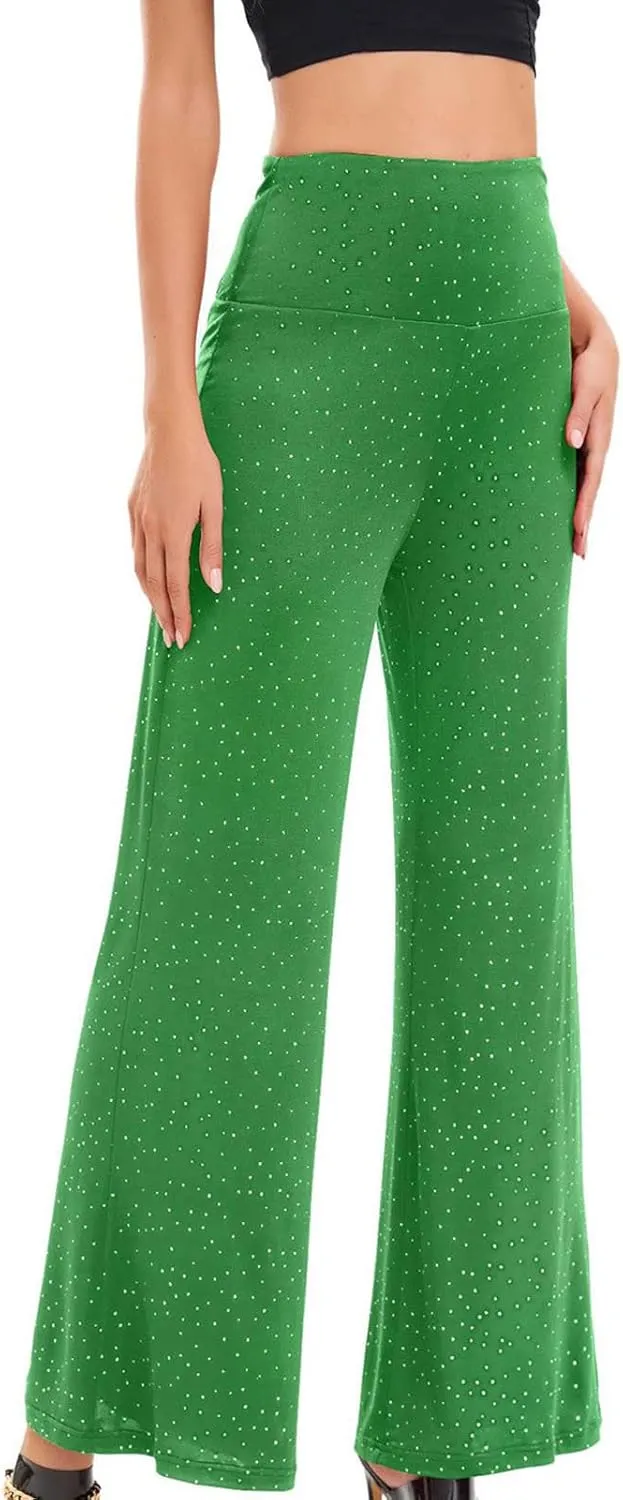 Women's Stretchy Wide Leg Yoga Pants Casual Comfy High Waist Palazzo Lounge Pants Loose Dance Trousers Comfy Slacks