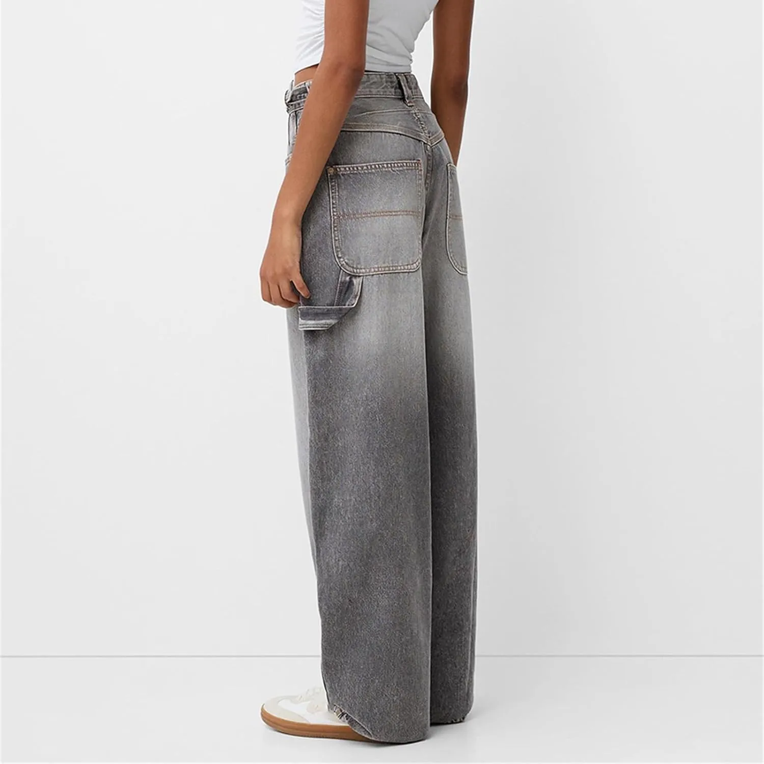 Women's Wide Leg Boyfriend Denim Pants - Low Rise Baggy Casual Loose Jeans - Y2K E-Girl Style