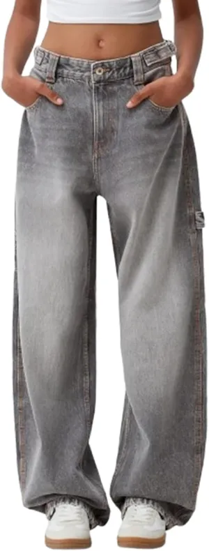 Women's Wide Leg Boyfriend Denim Pants - Low Rise Baggy Casual Loose Jeans - Y2K E-Girl Style