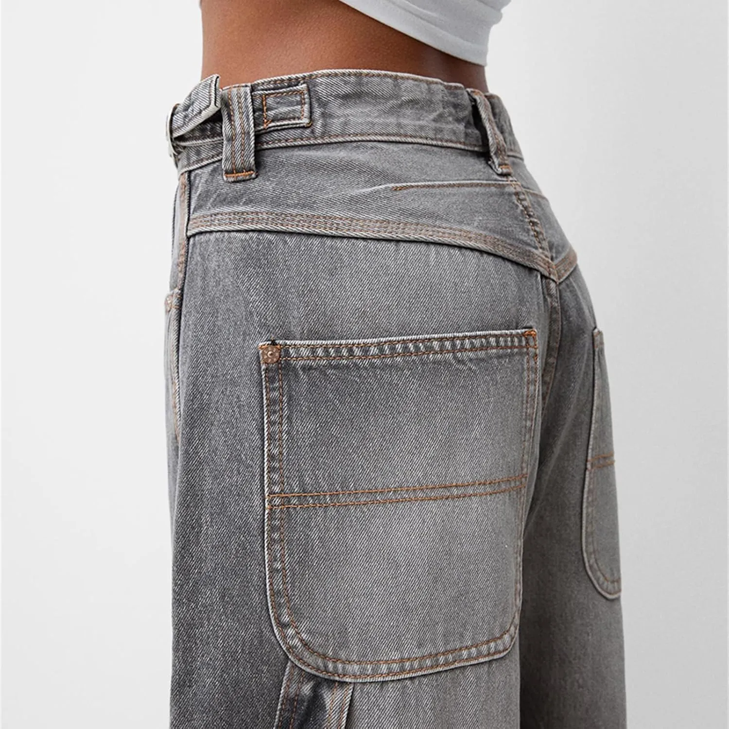 Women's Wide Leg Boyfriend Denim Pants - Low Rise Baggy Casual Loose Jeans - Y2K E-Girl Style