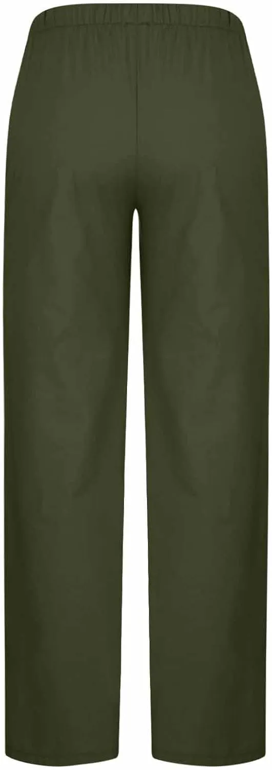 Womens Wide Leg Yoga Pants Linen Elastic High Waist Drawstring Lounge Trousers Summer Boho Flowy Slacks