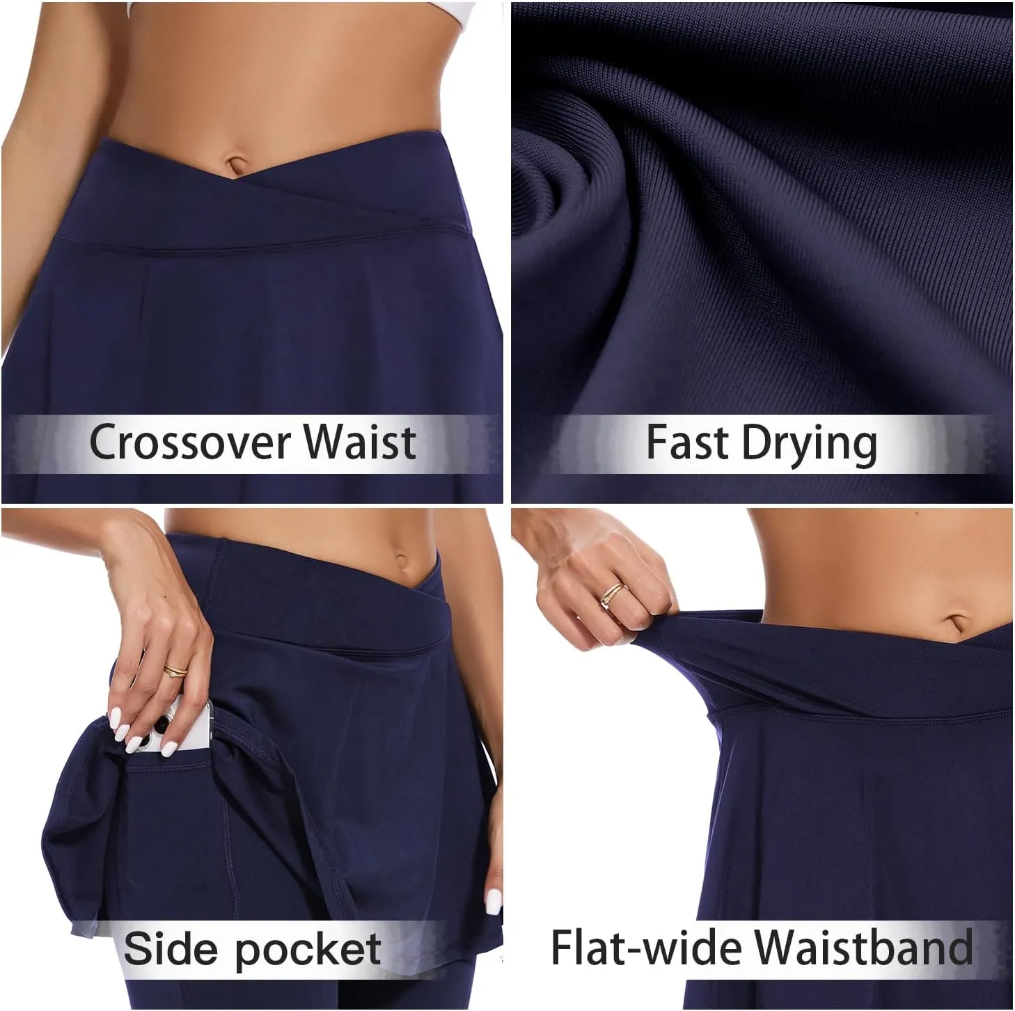 WOWENY Skirted Leggings for Women with Pockets Tennis Athletic Skort Golf Ruffle Skirt with Leggings Pickleball Outfits