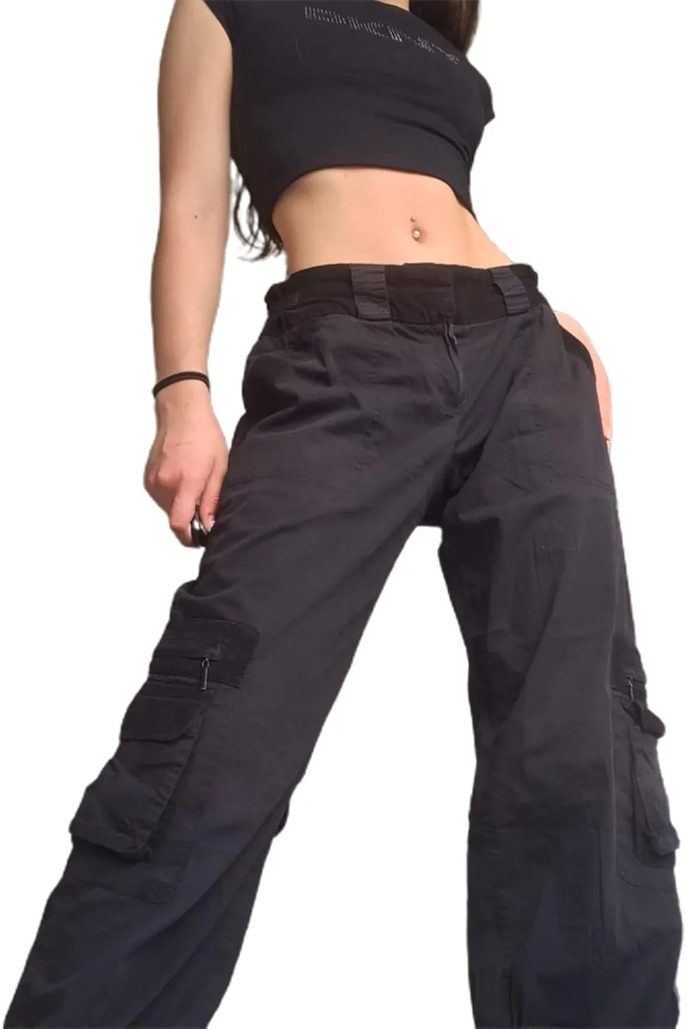 Y2k Boyfriend Cargo Jeans Women Baggy Denim Pants High Waist Wide Leg Casual Loose Grunge Denim Trousers Streetwear
