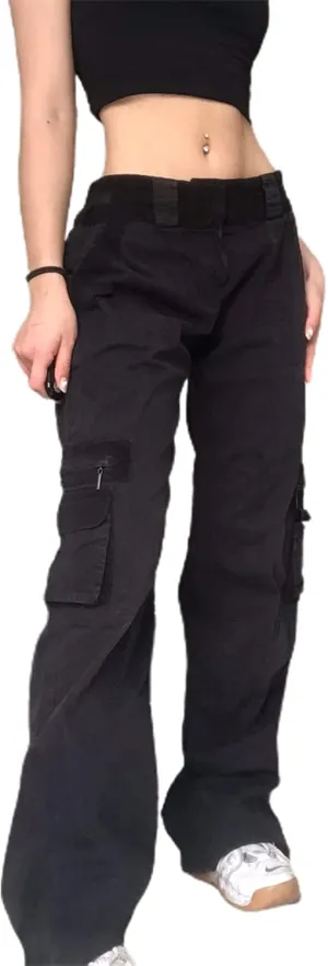 Y2k Boyfriend Cargo Jeans Women Baggy Denim Pants High Waist Wide Leg Casual Loose Grunge Denim Trousers Streetwear