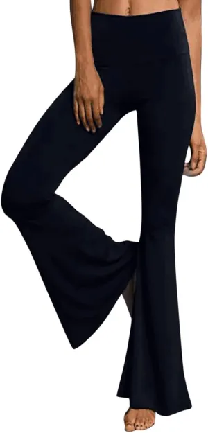 YOLAI Women's Bell Bottom Yoga Pants Casual High Waist Long Palazzo Pants Stretch Legging Flare Pants