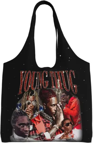 Young Musics Thug Shoulder Canvas Tote for Women Weekender Handbag Reusable Grocery Shopping Bag