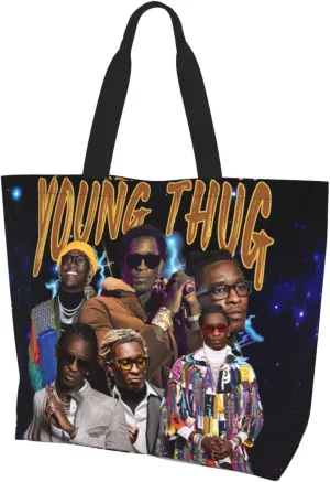 Young Musics Thug Shoulder Tote for Women Weekender Handbag Reusable Grocery Shopping Bag