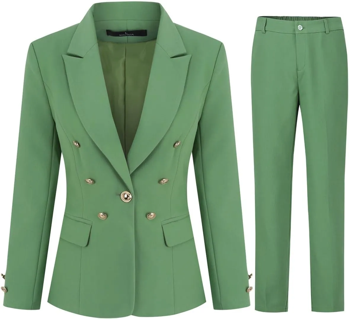 YYNUDA Women's 1 Button 2 Piece Lady Suit Set Office Work Solid Blazer Jacket and Pants