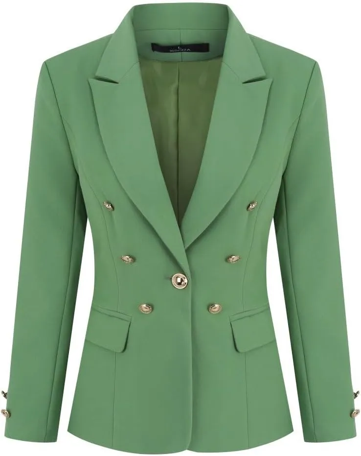 YYNUDA Women's 1 Button 2 Piece Lady Suit Set Office Work Solid Blazer Jacket and Pants