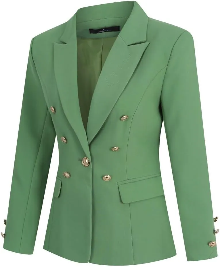 YYNUDA Women's 1 Button 2 Piece Lady Suit Set Office Work Solid Blazer Jacket and Pants