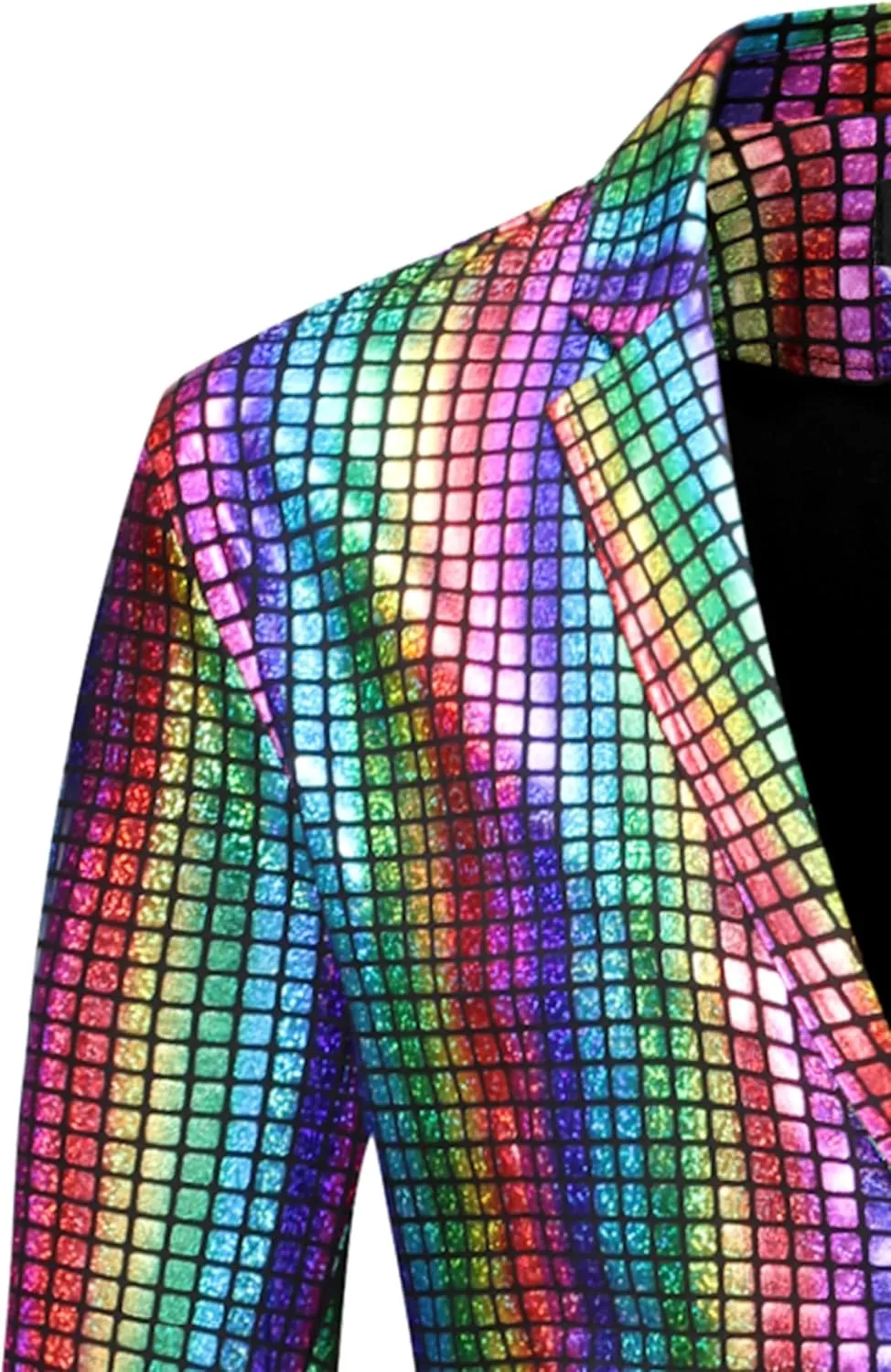 ZEROYAA Men's Metallic Shiny Suits Disco Sequin Blazer and Pants 2 Piece Sets for Party Prom