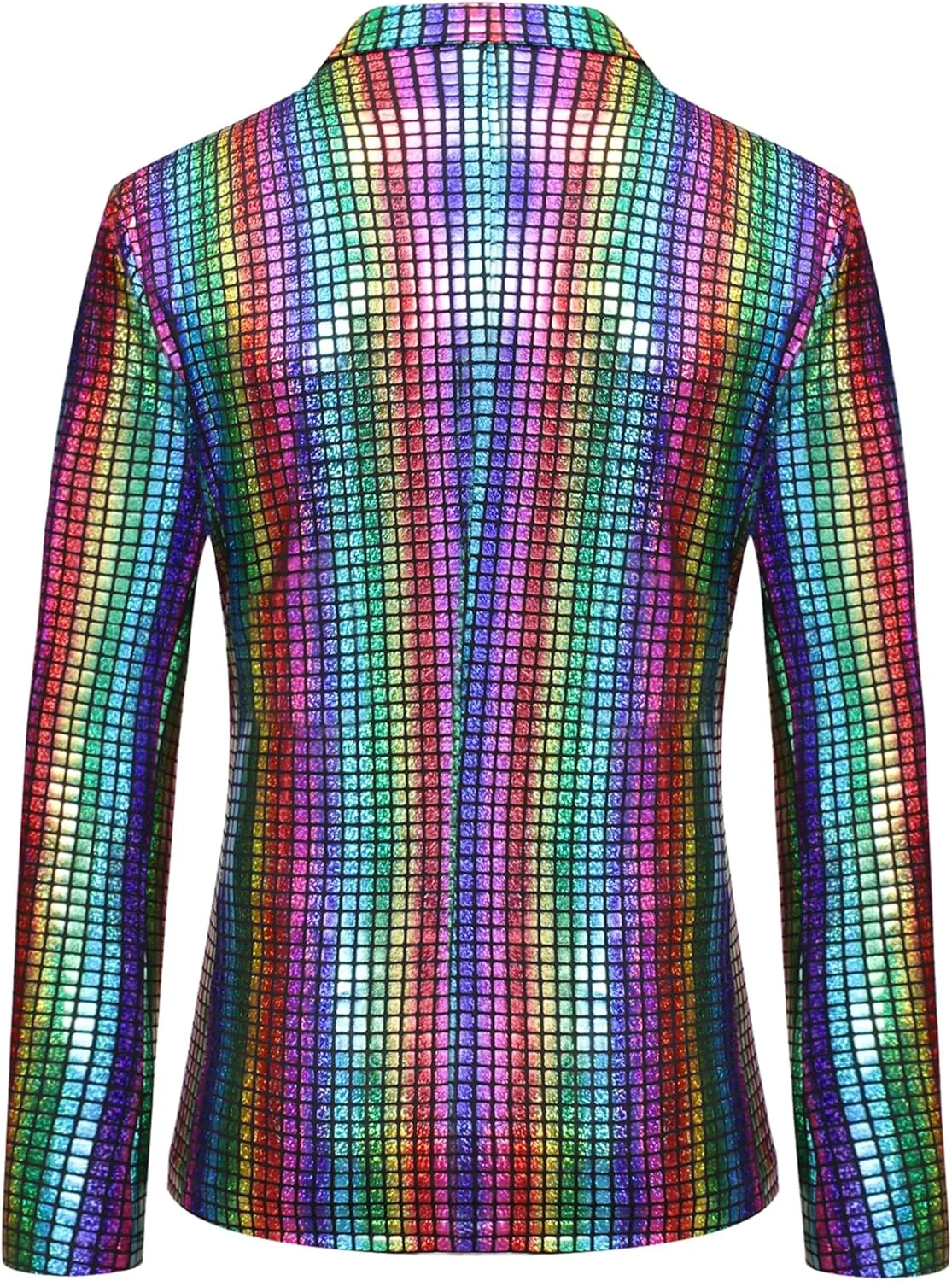 ZEROYAA Men's Metallic Shiny Suits Disco Sequin Blazer and Pants 2 Piece Sets for Party Prom