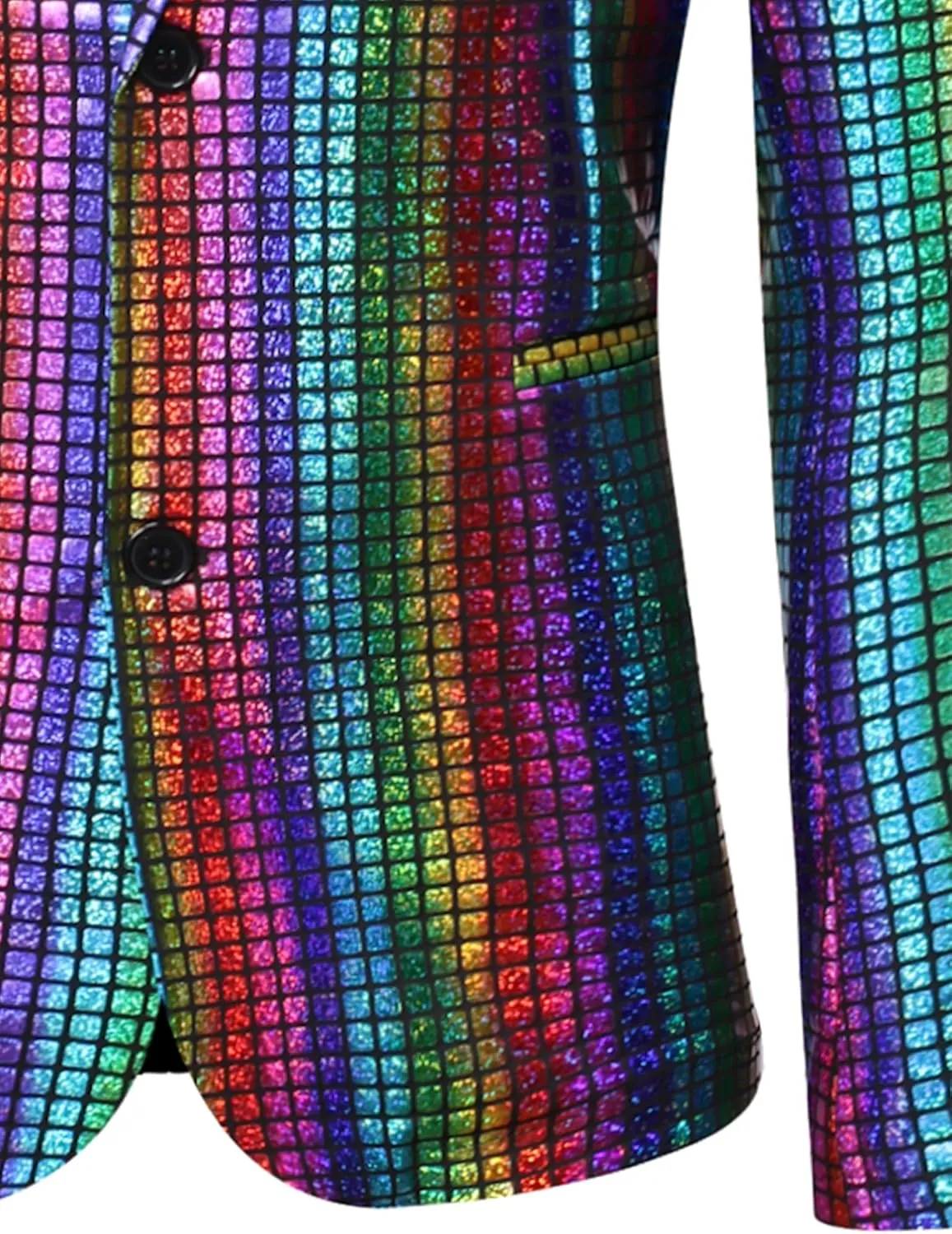 ZEROYAA Men's Metallic Shiny Suits Disco Sequin Blazer and Pants 2 Piece Sets for Party Prom